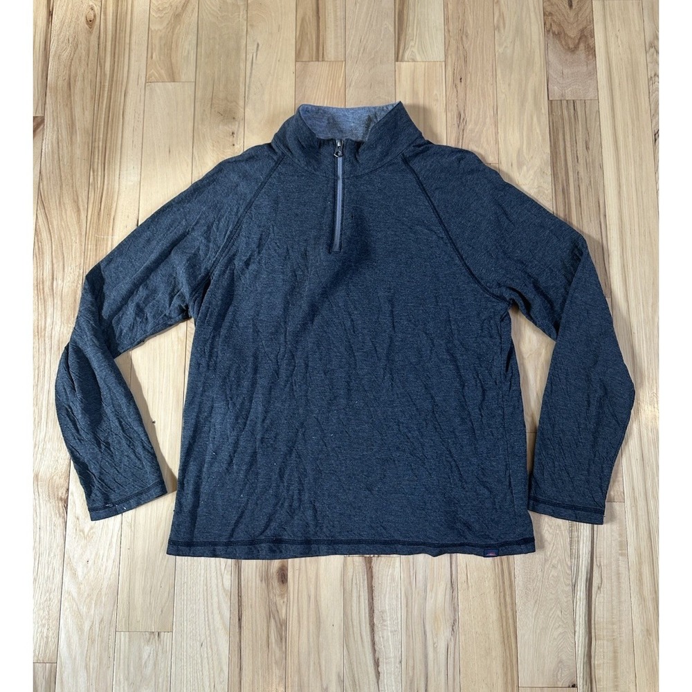 Faherty 1/4 Zip Shirt Mens Large Charcoal Heather Cloud Cotton Long Sleeve